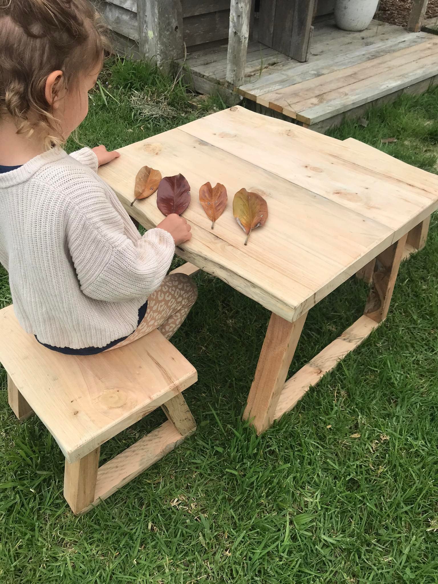 Rustic kids table and hot sale chairs